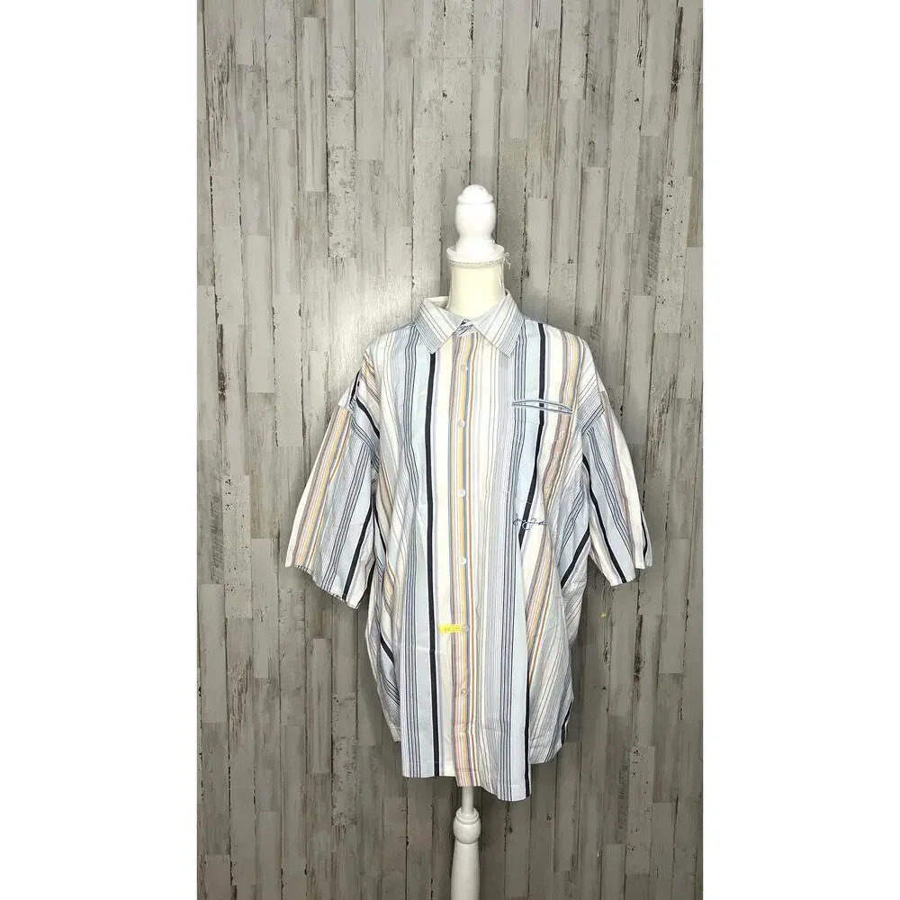 Sean John Men's XXL Multicolor Striped Short Sleeve Button-Up Shirt‎